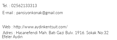 Aydn Kent Suit telefon numaralar, faks, e-mail, posta adresi ve iletiim bilgileri